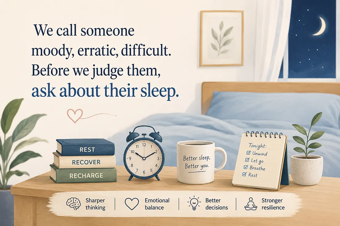 We call someone moody, erratic, difficult. Before judging them, ask about their sleep.